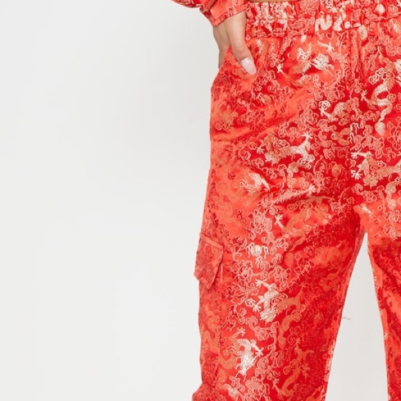PLT | Red Jacquard Cargo Jogger - Picture 6 of 8